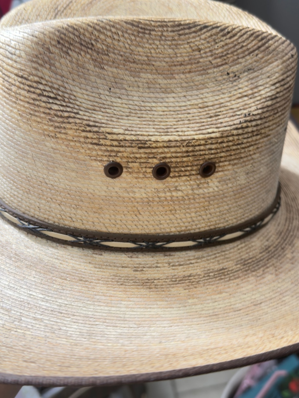 Women's Straw Western Hat in Tan with Braided Accent - Picture 5 of 9